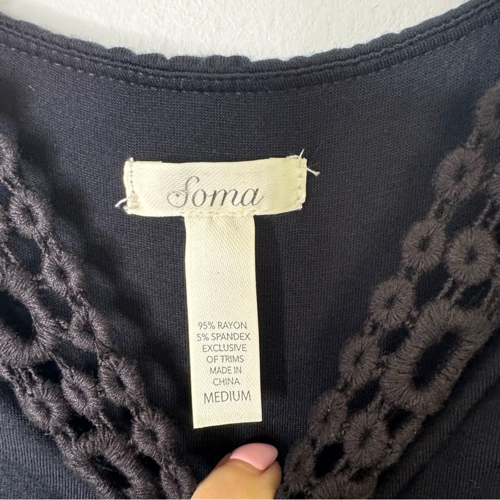 Soma Black Sleeveless Crochet Neck Jumpsuit Romper Medium - Picture 7 of 7